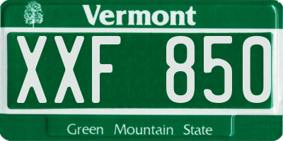 VT license plate XXF850