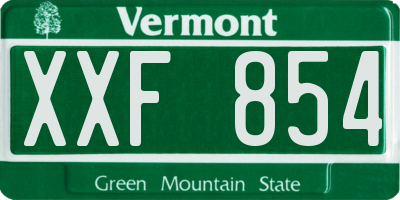 VT license plate XXF854
