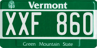 VT license plate XXF860