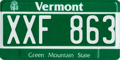 VT license plate XXF863