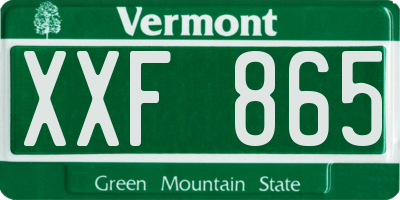 VT license plate XXF865