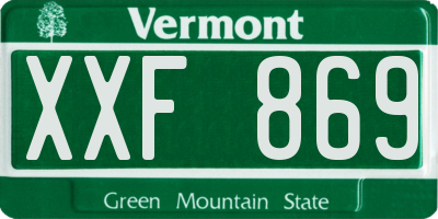 VT license plate XXF869