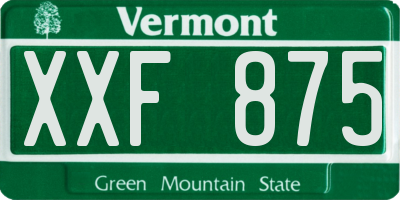 VT license plate XXF875