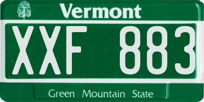 VT license plate XXF883