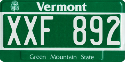 VT license plate XXF892