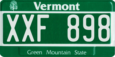 VT license plate XXF898