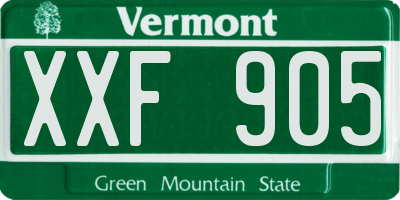 VT license plate XXF905