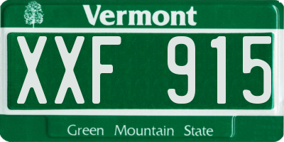 VT license plate XXF915
