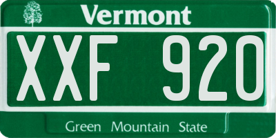 VT license plate XXF920