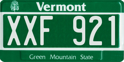 VT license plate XXF921