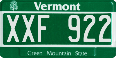VT license plate XXF922