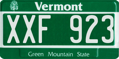 VT license plate XXF923