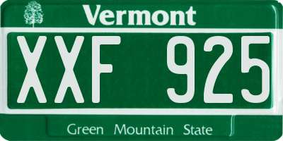 VT license plate XXF925