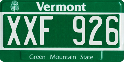 VT license plate XXF926