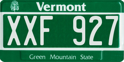 VT license plate XXF927