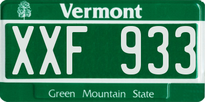 VT license plate XXF933