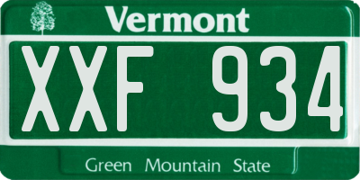 VT license plate XXF934