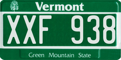 VT license plate XXF938