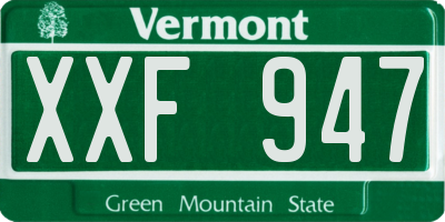 VT license plate XXF947