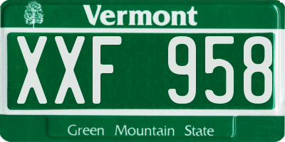 VT license plate XXF958