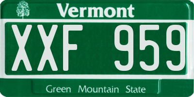 VT license plate XXF959