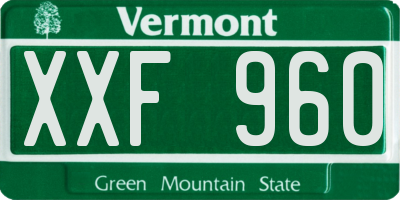 VT license plate XXF960
