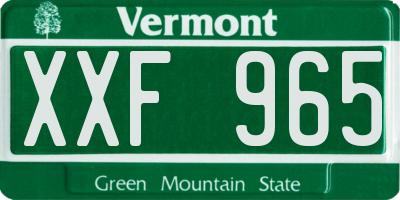 VT license plate XXF965