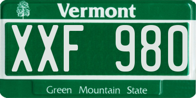 VT license plate XXF980
