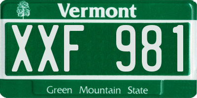 VT license plate XXF981