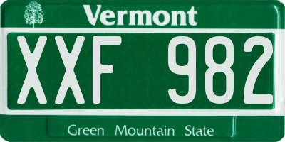 VT license plate XXF982