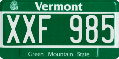 VT license plate XXF985