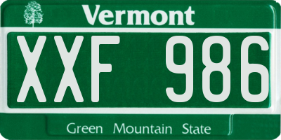 VT license plate XXF986