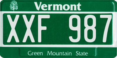 VT license plate XXF987