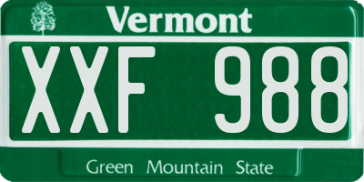 VT license plate XXF988