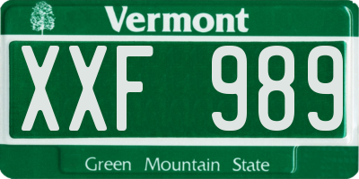 VT license plate XXF989