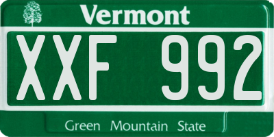 VT license plate XXF992