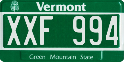 VT license plate XXF994