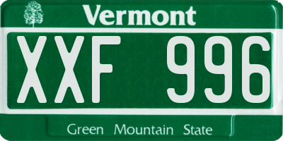 VT license plate XXF996
