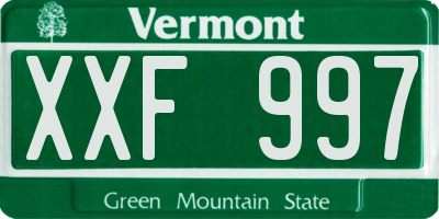 VT license plate XXF997
