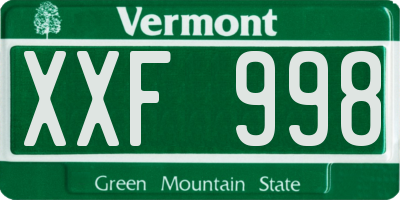 VT license plate XXF998