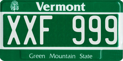 VT license plate XXF999