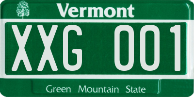 VT license plate XXG001