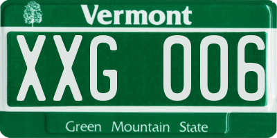 VT license plate XXG006