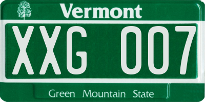 VT license plate XXG007