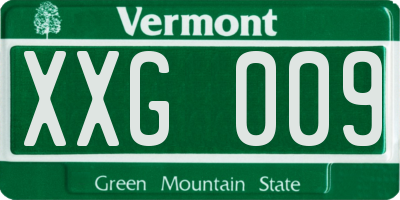 VT license plate XXG009