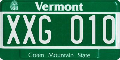 VT license plate XXG010