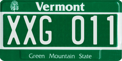 VT license plate XXG011