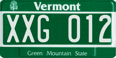 VT license plate XXG012