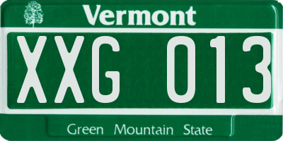 VT license plate XXG013