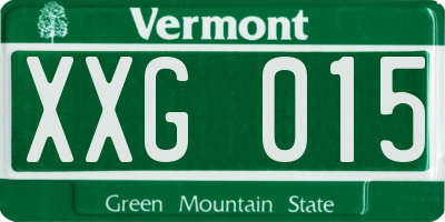 VT license plate XXG015